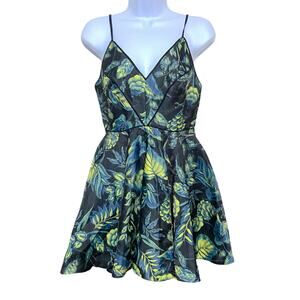 UO Silence & Noise Floral Hologram Fit Flare Mini Dress 6 Forest Fairy Boho NWT